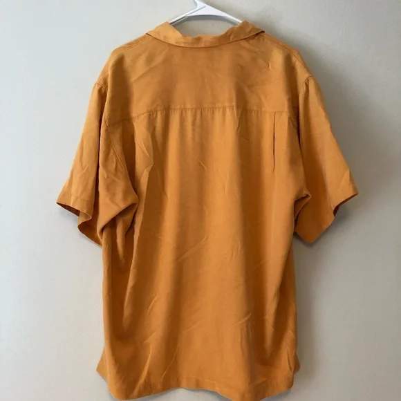 Tommy Bahama 100% Silk light orange button up - Picture 4 of 5
